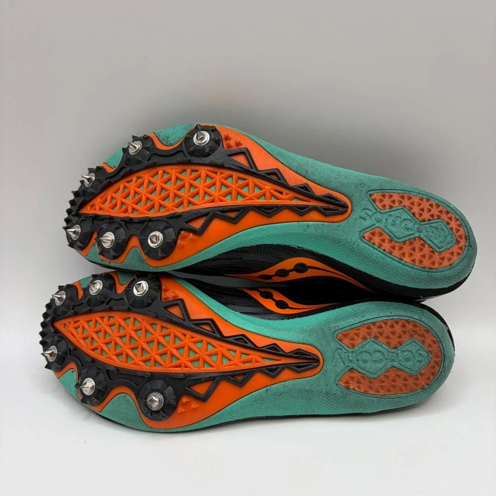 Saucony Ballista MD Womens Track Field Spikes Black Teal Orange S19071-26 Sz 6.5